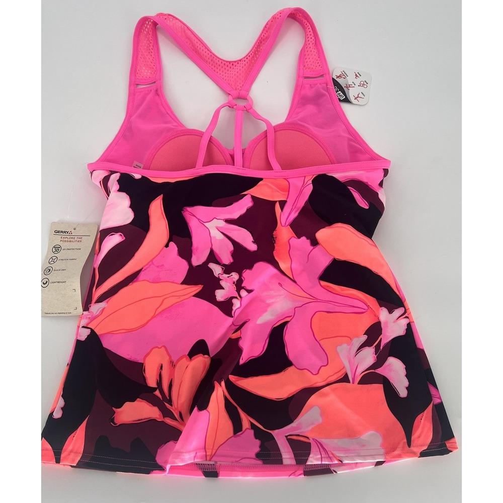 Gerry Women's SZ Small Disguise Action Tankini Swim Top ONLY Pink FloralAthletic - Picture 3 of 9